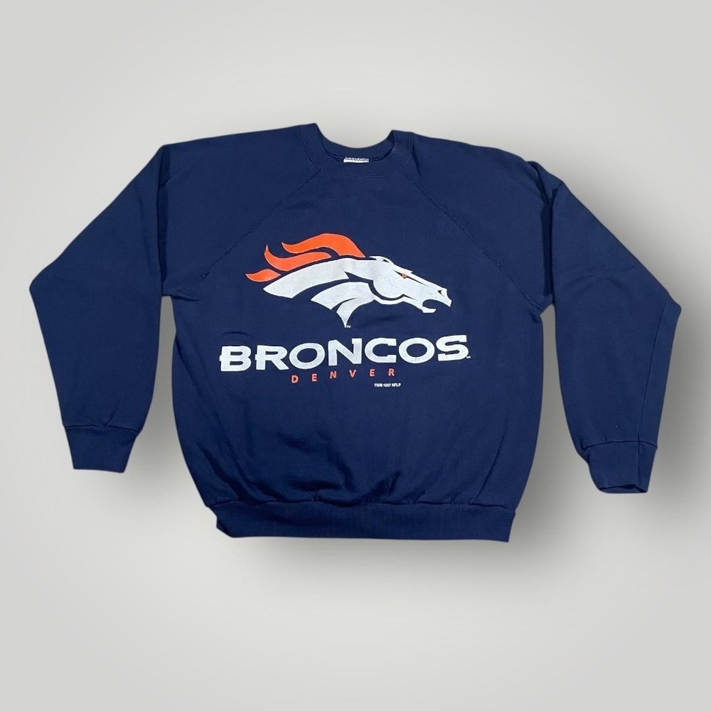 Vintage Denver Broncos Sweater Mens Large NFL Football Crewneck Made USA 90s‎